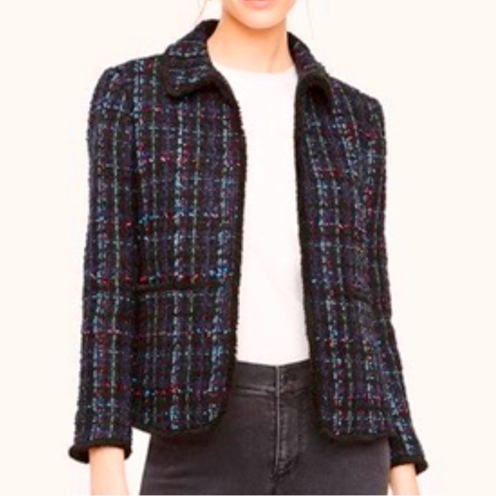 Fringe Tweed Jacket, Ann Taylor, Black Multi, New With Tags, Woven, Size 10